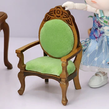 1/12 Dollhouse Minyatür Aksesuarları Mini Ahşap Yeşil vintage Sandalye Simülasyon Mobilya Oyuncaklar Bebek için seramik karo