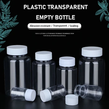 1 ADET Plastik şeffaf büyük ağız boş şişe mühürlü kapsül dağıtım şişesi Katı Toz İlaç Hap Flakon Konteyner