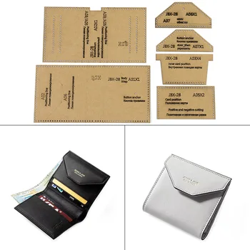 1 Takım DIY Kraft Kağıt Şablon Moda küçük cüzdan Kart Paketi Deri El Sanatları Desen DIY Şablon Dikiş Desen 9.5 cm * 10cm