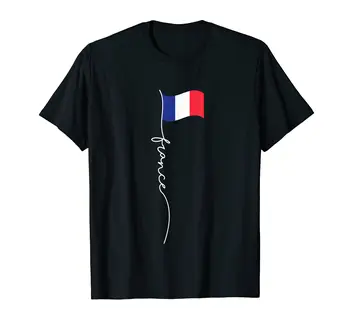 100 % Pamuk Fransa İmza Bayrak Direği-Zarif Vatansever Fransız Bayrağı T-Shirt Hip Hop ERKEKLER KADINLAR UNİSEX T Shirt
