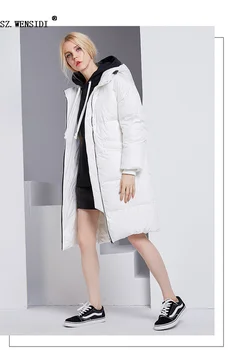 100 % Yüksek Kalite Moda Rahat kadın Veste Femme Kış şişme ceket kadınlar Kapşonlu kızın Sıcak Uzun Palto uzun kaban Kadın
