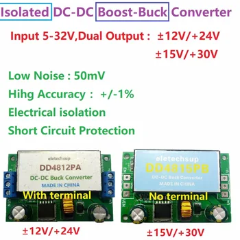 15W İzole Çift Güç Kaynağı 5-32 ila +-12V 15V 24V 30V DC DC Boost-Buck Dönüştürücü Kurulu için Araç Ses Hoparlör Subwoofer