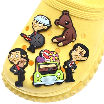 1pcFunny film Mr. fasulye croc ayakkabı takılar yumuşak pvc Oyuncak Ayı ayakkabı takılar çocuklar için croc bilezik dekorasyon