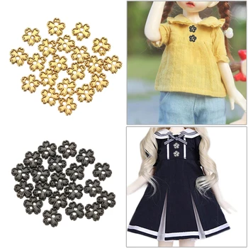 20 Adet Metal Çiçek Düğmeler DIY oyuncak bebek giysileri Mini 5mm Oyuncak Bebek Dekorasyon Tokaları Bebek El Yapımı Dikiş Giyim Aksesuarları