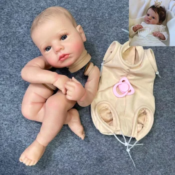 20 İnç Zaten Boyalı Yeniden Doğmuş Bebek Kiti LouLou Uyanık Saç ve Kirpik İle 3D Boyalı Cilt Demonte DIY El Yapımı Bebek Parçaları