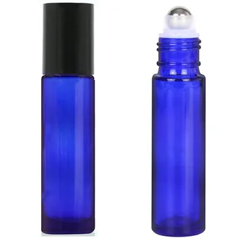 200 Adet 10Ml uçucu yağ Şişesi Mavi Cam Rulo Topu Şişeleri Parfüm Aromaterapi Kozmetik Aksesuarları Doldurulabilir Konteyner