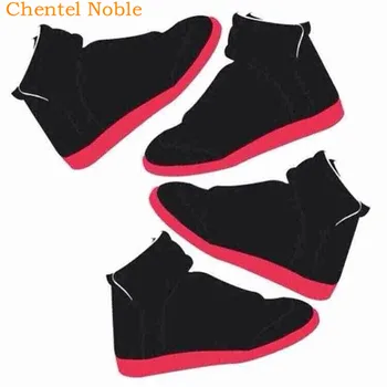 2019 Chentel Erkekler Siyah Kırmızı Beyaz Renk Spor Ayakkabı Dantel-Up Rahat Düz yüksek Top ayakkabı Erkekler Pist Chaussure Hommes EU38-46 Boyutu