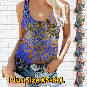 2023 Kadın Günlük Moda Rahat Yelek Seksi U Yaka Tankı Üstleri Yeni Tasarım Baskılı Yaz Streetwear Trend Kolsuz Tee Gömlek