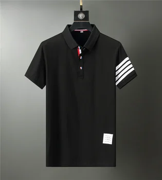 2023 Marka Erkek Yaz Düz POLO GÖMLEK Kısa Kollu Slim Fit Polo Moda Streetwear Üstleri Erkek Gömlek Ofis Casual Gömlek 3XL