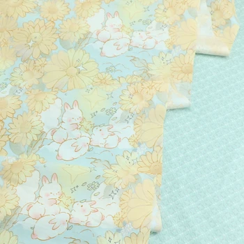 235cm * 50cm tavşan çiçekler pamuklu kumaş DIY yatak giyim elbise patchwork kumaş çocuklar işi pamuklu kumaş tecido