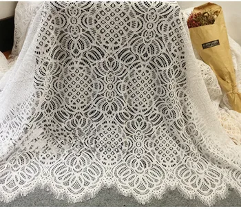 3 M / grup Ücretsiz Kargo Kirpik Dantel Kumaş DIY Resmi Elbise Masa Örtüsü Yüksek Dereceli Kumaş Beyaz Siyah 150 CM Düğün Aksesuarları