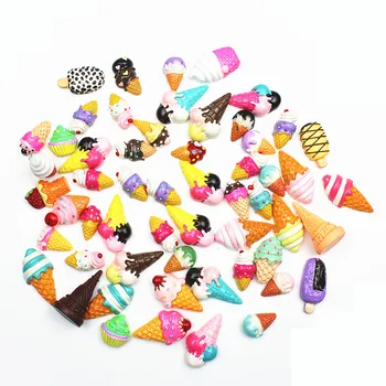 30/100 adet Dondurma / Şeker / Tatlı Flatback Reçine Minyatür Oyuncaklar DIY El Sanatları Telefon Kabuk Yama Sanat Çocuk saç aksesuarları Malzeme