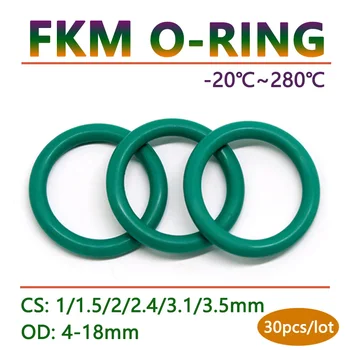 30 adet Kalınlığı CS 1 1.5 2 2.4 3.1 3.5 mm Yeşil FKM Flor Kauçuk O Ring Conta OD 4 - 27mm O-ring Conta Yıkayıcı Yağ Asit Dayanıklı