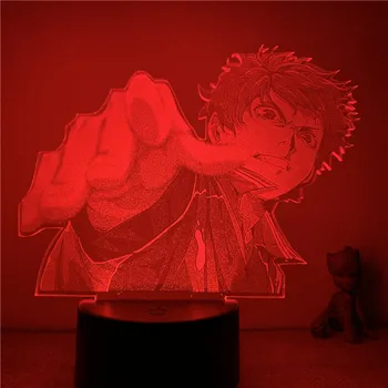 3D Gece Lambası Animasyonlu Gerçek Ver. Haikyuu Shoyo Hinata saldırı şekil 7 renk dokunmatik Illusion masa lambası hediye dekor ışık