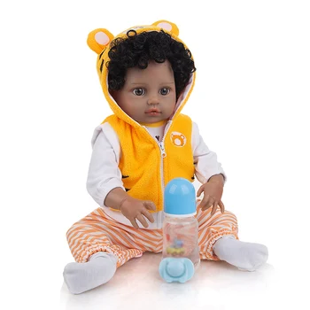 48cm Brezilyalı Tarzı Tam Silikon Bebe Reborn Bebekler Koyu Tenli Yenidoğan Yürümeye Başlayan Boneca Banyo oyuncak bebekler Çocuklar için