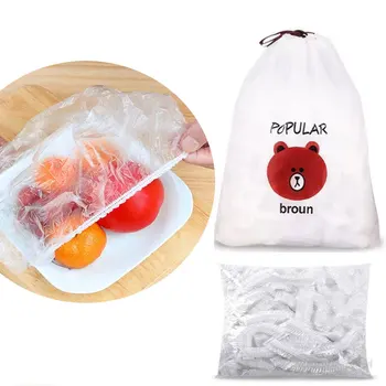 50/100 ADET Tek Kullanımlık yemek örtüsü Plastik Wrap Elastik Gıda Kapakları meyve kaseleri Bardak Kapakları Depolama Mutfak Taze Tutmak Koruyucu çanta