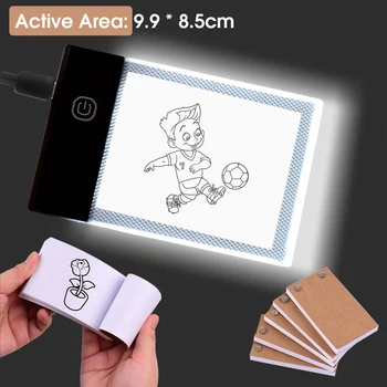9.9 * 8.5 cm Aktif Alan Pano Mini ışıklı çerçeve led ışık kutusu Tablet Tasarım 300 Yaprak Flipbook Kağıt Çizim Eskiz