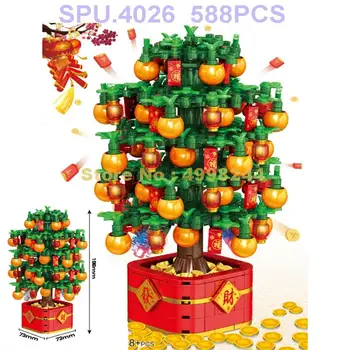 90101 588 adet Çin yeni yılı servet turuncu para hazine ağacı ışık yapı taşları oyuncak