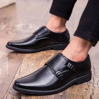 Adam Klasik Çift Monkstrap Loafer'lar Tüm Kesim Deri rahat ayakkabılar Elbise İş Kulübü Parti Rahat Bahar Sonbahar Yaz