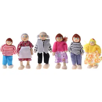 Ahşap Mobilya Minyatür Set oyuncak bebekler Evi Aile Kişi Rakamlar Oyna Pretend Dollhouse Çocuklar için Çocuk