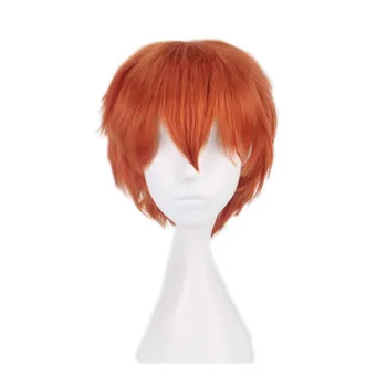 Anime Kısa turuncu cosplay peruk Erkekler için 30cm 12 