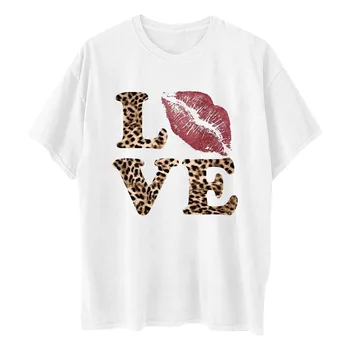 Aşk Baskı sevgililer Günü Kış Kadın Gömlek O-Boyun Gömlek Kadınlar İçin Vintage Kadınlar Seksi Artı Boyutu Blusas Mujer Tshirt