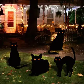 Bahçe Kedi Scarer Paslanmaz Bahçe Alan Scarer Çok amaçlı Süslemeleri Aşınmaya dayanıklı Cadılar Bayramı Dekorasyon Siyah Kedi Heykeli