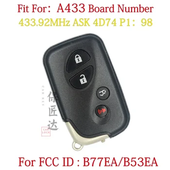 BaoJiangDd araba anahtarı İçin Fit LEXUS LX570 A433 Veya Numara Kartı Anahtarsız Uzaktan anahtar FCC ID: B77EA B53EA 433.92 MHz ASK TOY40 Bıçak
