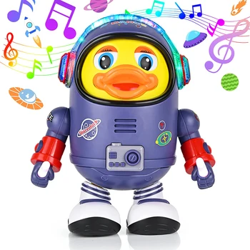 Bebek ördek oyuncak müzikal interaktif oyuncak elektrik ışıkları ve sesler ile dans eden robot uzay elemanları bebekler bebekler çocuklar için hediyeler