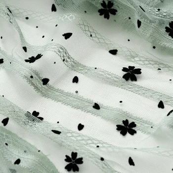 bir metre Yüksek kaliteli şeffaf ışık yumuşak örgü doku Matcha akın floret dikiş Konfeksiyon etek kumaş patchwork