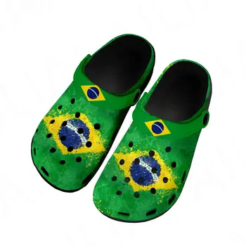 Brezilya Bayrağı Ev Takunya Özel su ayakkabısı Mens Womens Genç Futbol Futbol Bahçe Takunya Nefes Plaj Delik Terlik