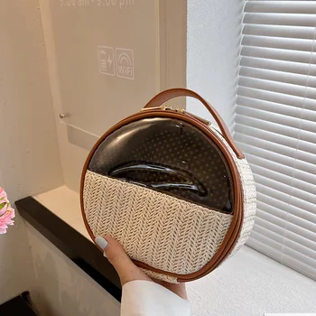 Büyük Kapasiteli Şeffaf Saman Kozmetik Çantası Yıkama Çantası Seyahat Taşınabilir Çanta Gelişmiş saklama çantası Dikey Kozmetik Çantası