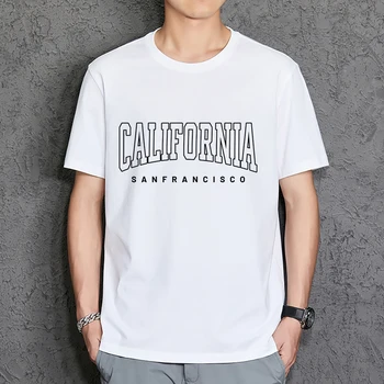 California San Francisco Erkek Tshirt Nefes pamuklu giysiler Harajuku Kaliteli Kısa Kollu Büyük Boy Vintage T Shirt Erkekler