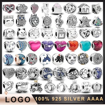 charm6 100 %925 Ayar Gümüş Klasik Renkli Emaye kristal boncuklar Charm Fit Orijinal Tasarım Bilezik 1:1 Modeli İle Logo