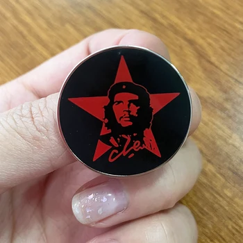 Che Guevara Sert Emaye Pin Sosyalist Komünist Broş Kırmızı Yıldız Düğme Rozet