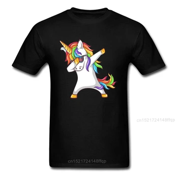 Dabbing Unicorn T-shirt Sevimli T Shirt Erkek Siyah Tshirt Yakışıklı Yaz Tees Tops Dans Elbise Pamuklu Kumaş Komik