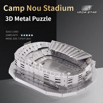 Demir Yıldız B21146 3D Metal yap-boz model seti Camp Nou Stadyum Montaj Modeli Yapı Kiti Yetişkinler için DIY Oyuncaklar 7.3x6.4x1.8CM
