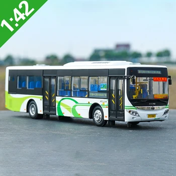 Die-cast 1: 42 Ölçekli Shanghai Otobüs Saf Elektrikli Araç E12 Simülasyon Alaşım Metal Araba Modeli Koleksiyonu Oyuncaklar Hediyeler Ekran Gösterisi