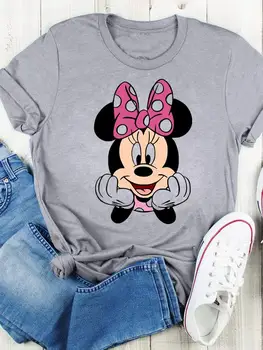 Disney Yaz Tee Gömlek Mickey Mouse Moda Stil Baskı Giyim 90s Güzel Kadın Karikatür Kısa Kollu Üst Grafik T-Shirt