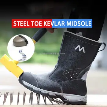 Erkek Kaynakçı Ayakkabı Çelik burun Delinme Geçirmez iş ayakkabısı Su Geçirmez Yüksek Top Erkek İş Güvenliği Botları Endüstriyel Güvenlik Botları