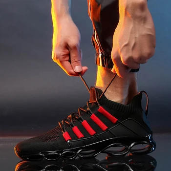 Erkekler koşu ayakkabıları Sneakers Rahat Rahat spor ayakkabı Nefes Tenis Masculino Adulto Erkek Kırmızı Sonbahar Bıçak Büyük Boy 48