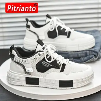Erkekler Sneakers moda erkek ayakkabısı Trendi Rahat spor ayakkabılar Erkekler için Konfor Beyaz vulkanize platform ayakkabılar