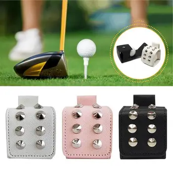 Golf Topu Çantası PU Deri Perçinler Golf Mini Kılıfı Golf Topu Depolama Cep Koruyucu Kapak bel kemeri Golf Malzemeleri Aksesuarları