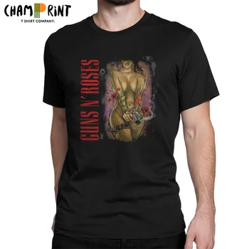Guns N Roses Rock Grubu T Shirt erkek Saf Pamuk komik tişört Yuvarlak Boyun Tees Kısa Kollu Üstleri Orijinal