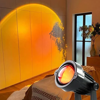 Gökkuşağı Günbatımı Projektör Atmosfer Gece Lambası Ev Kahve Dükkanı Arka Plan Duvar Dekorasyon Renkli Lamba