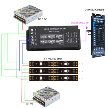 H807DMX Anakart 1024 Piksel DMX512 SPI Kontrol RGB LED Denetleyici 14 Kanal DMX Denetleyici WS2812 WS2813 ışık