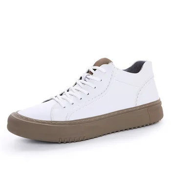 Hakiki Deri Erkek rahat ayakkabılar erkek Beyaz Sneakers Dantel-Up Tenis Masculino Erkek Ayakkabı Erkekler vulkanize ayakkabı Ayak Bileği Paten Ayakkabı