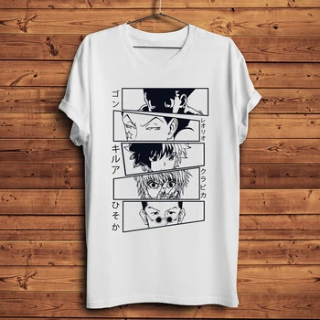 HXH Avcısı gon Killua Hisoka Ekip gözler komik anime TShirt homme Kısa Kollu Streetwear nefes T shirt Erkek Unisex manga Tee