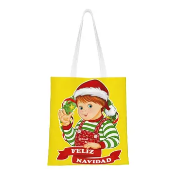 Iyi Adamlar çocuk Oyuncağı Tıknaz Bakkal alışveriş çantası Özel Baskı Tuval Alışveriş kol çantası Çantası Feliz Navidad Tıknaz Çanta
