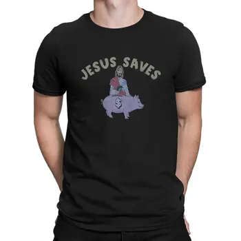 İsa Kaydeder Domuz T-Shirt Erkekler İsa Tanrı Rahat Pamuk Tee Gömlek Crewneck Kısa Kollu T Gömlek Yeni Varış Giyim